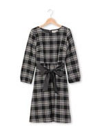 リボンつきシャギーチェックワンピース/ブラック(219)