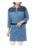 配色シャツワンピース/ライトブルー(091)