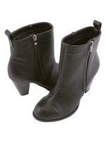 サイドファスナーミディショートブーツ/スウェード/ネイビー