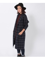 ショールカラーチェックコート/キャメル(241)