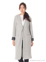 ダブルフェイスニットコート/ライトグレ-