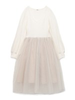 ハイウエストチュールコンビワンピース/WHT