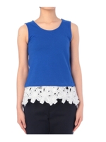 フラワーレースヘムタンクトップ/ブルー(092)