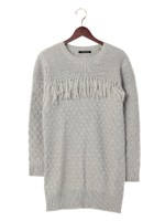 ヨーク切替/ニットチュニック/グレー