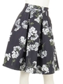 花柄タックスカート/ネイビー