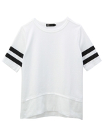 袖ライン天竺カットソー/キャメル(041)