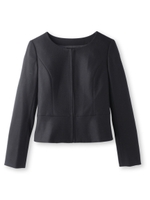 [L]ノーカラーウールジャケット/ブラック(019)