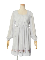 【Fi.n.t】コスメプリントシアーストライプワンピース/SAX