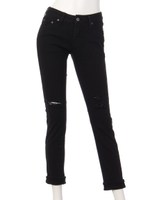 カツラギストレッチダメージ加工 スキニーパンツ/ブラック