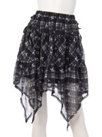 シフォンチェックスカート/ブラック