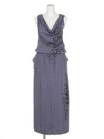 ドレープマキシパーカーワンピ/杢ネイビー