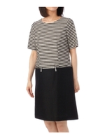 ボーダー切り替えドッキングワンピース/ブラック(319)