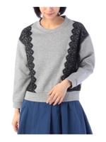 レース使いドロップショルダーカットソー/アイボリー(004)