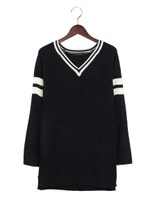 O・ライン入V/Nニットチュニック/オフホワイト