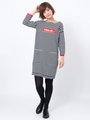 STRIPED BOAT NECK DRESS/GREEN