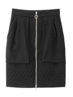 [L]キルティング切り替えジョーゼットスカート/ナチュラル(050)