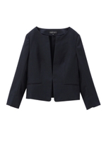 [L]コットンリネンノーカラージャケット/ネイビー(093)