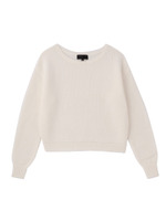 [L]ドロップショルダークロップドニット/ホワイト(003)