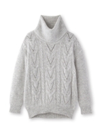 ケーブルロングニット/オフホワイト(003)