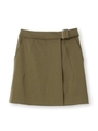 サイドベルト巻きスカート/カーキ(027)