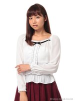 シャーリング長袖ブラウス/ホワイト