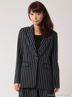 ストライプテーラードジャケット/グレー