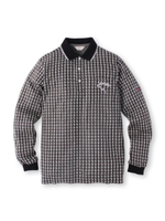 チェックジャカード長袖ポロシャツ/イエロー(132)