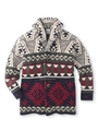 ネイティブ柄ニットカーディガン/ワインレッド(463)