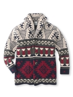 ネイティブ柄ニットカーディガン/ワインレッド(463)