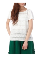 ボーダーレースブラウス/ホワイト(001)