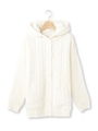 ボアケーブルカウチンニットカーディガン/アイボリー(004)