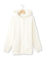 ボアケーブルカウチンニットカーディガン/アイボリー(004)