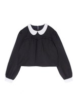 レースカラートップス/ブラック