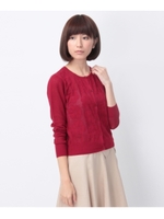 透かしフラワーニットカーディガン/ネイビー(093)