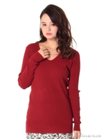 Vネックニット/レタスグリーン