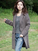 WOOLツイード チェスターコート/チャコールグレー