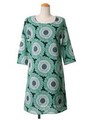 グリーンサークルモチーフ７分袖ワンピース/グリーン