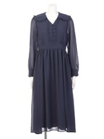 【an another angelus】フリル衿シフォンロングワンピース/NAVY