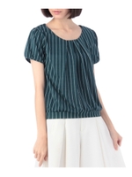 ストライプタックブラウス/ダークグリーン(323)