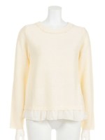 チュールシフォンフリルニットチュニックトップス/ホワイト