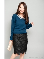 フラワーレーススカート/サーモンピンク