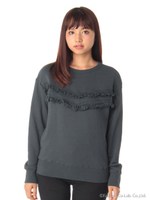 フリンジ付き吊風裏毛トレーナー/オフホワイト