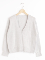 ラメ混Vカーディガン/アイボリー