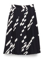 幾何プリントプリーツスカート/NVY