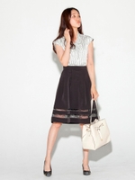 裾オーガンジー切替スカート/ブラック