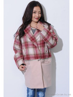 2WAYテーラードチェックコート/PINK