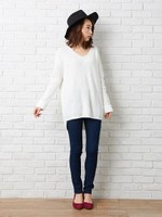 7G Ac畦V/Nチュニックニット/キャメル