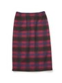WOOL PLAID PENCIL SKIRT/RED