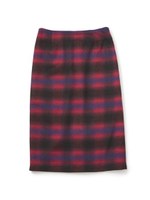 WOOL PLAID PENCIL SKIRT/RED