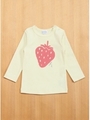 キープウオーマーイチゴプリント付き長袖Ｔシャツ/ピンク